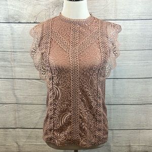 Cable and Gauge Lace Overlay Top